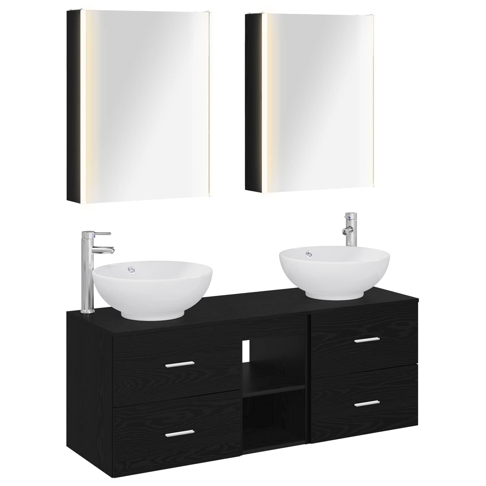 Badezimmermöbel-Set 5 stk. Schwarze Eiche