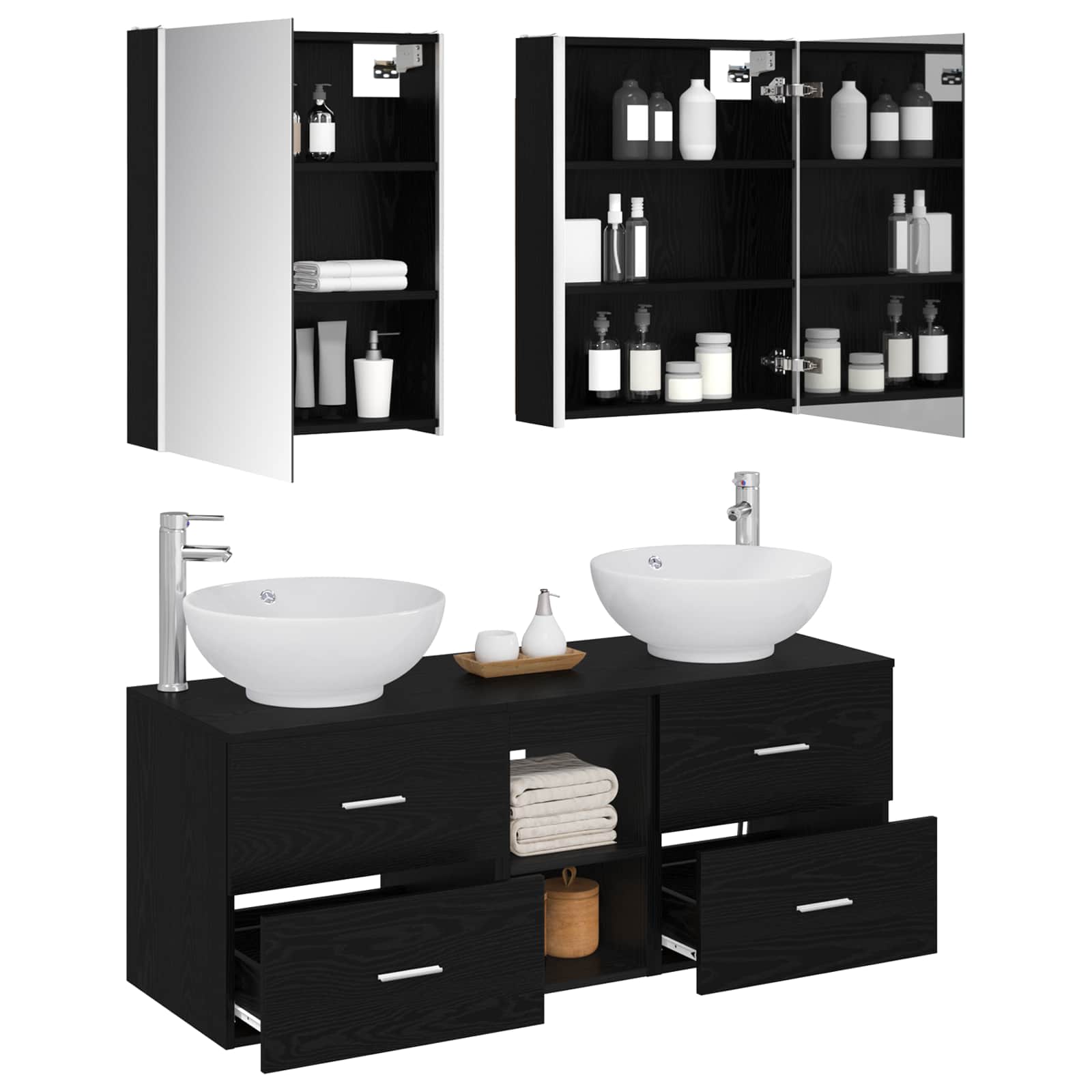 Badezimmermöbel-Set 5 stk. Schwarze Eiche