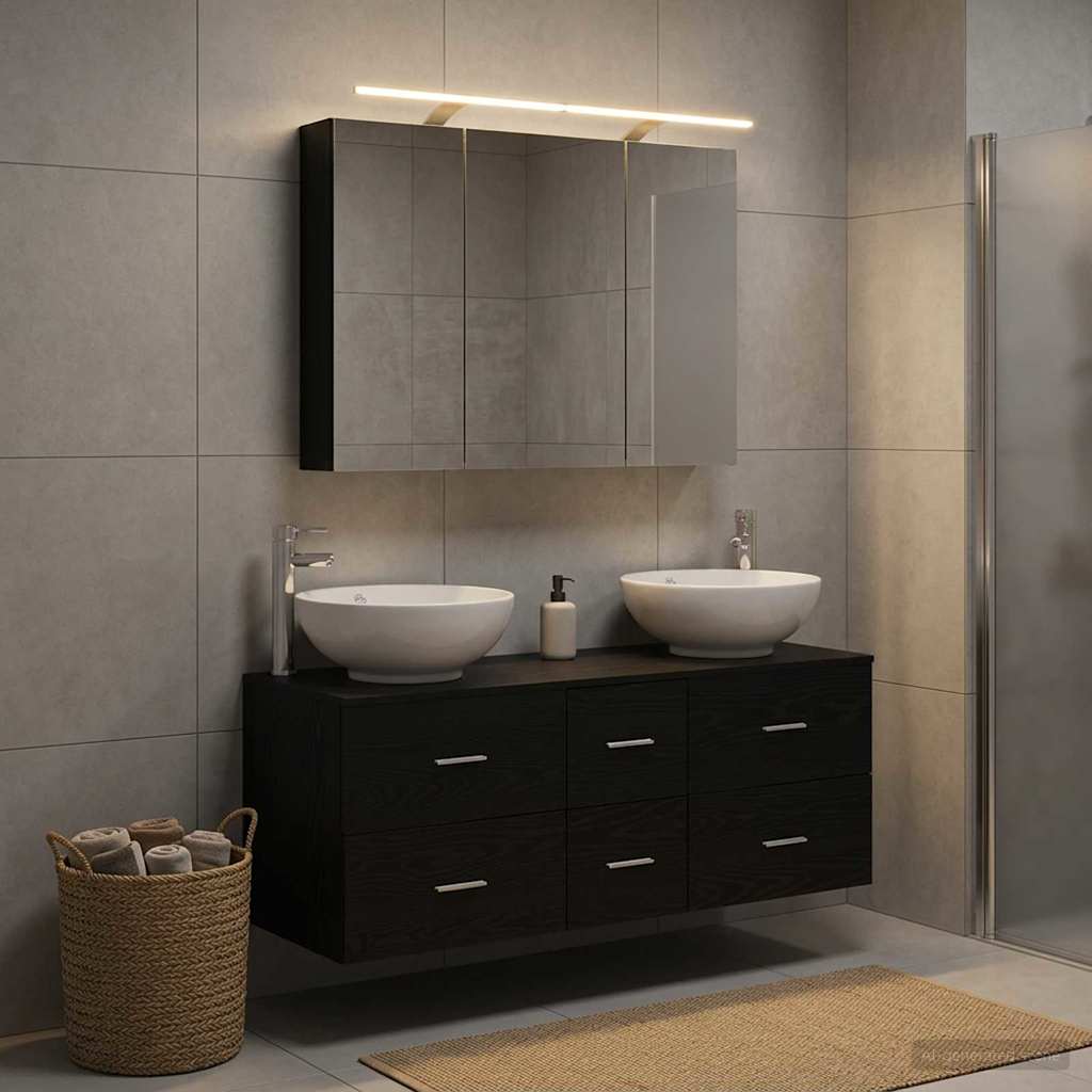 Badezimmermöbel-Set 4 stk. Schwarze Eiche