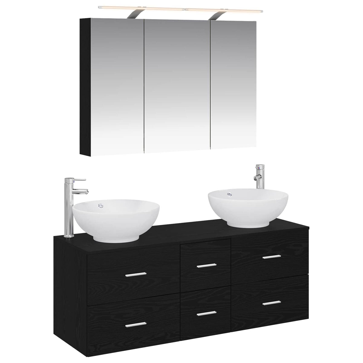 Badezimmermöbel-Set 4 stk. Schwarze Eiche
