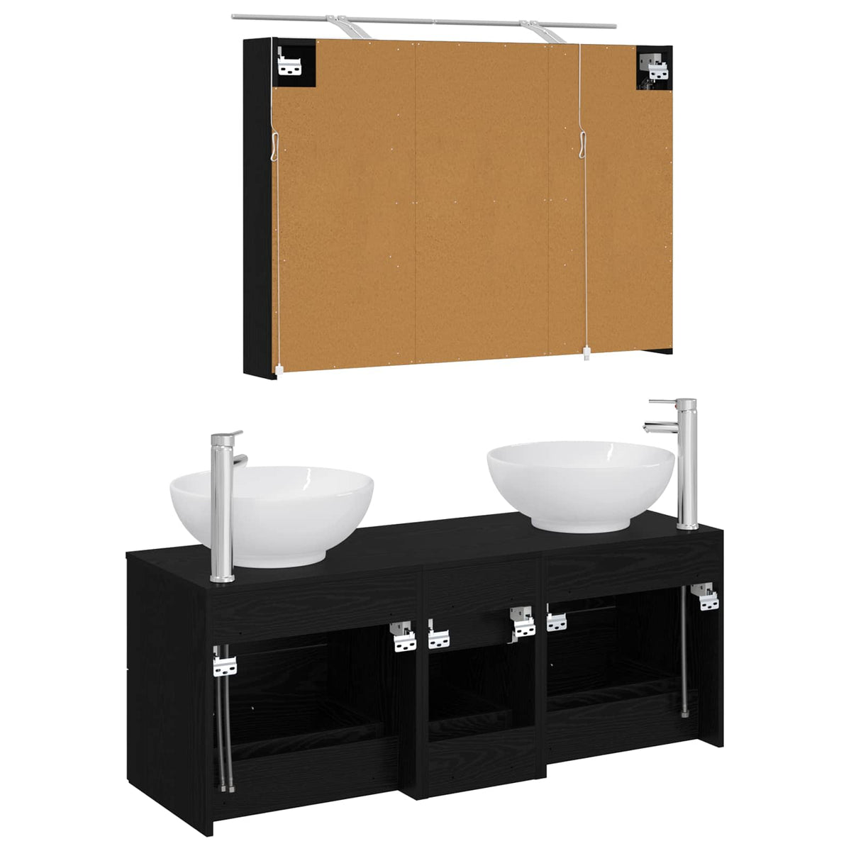 Badezimmermöbel-Set 4 stk. Schwarze Eiche
