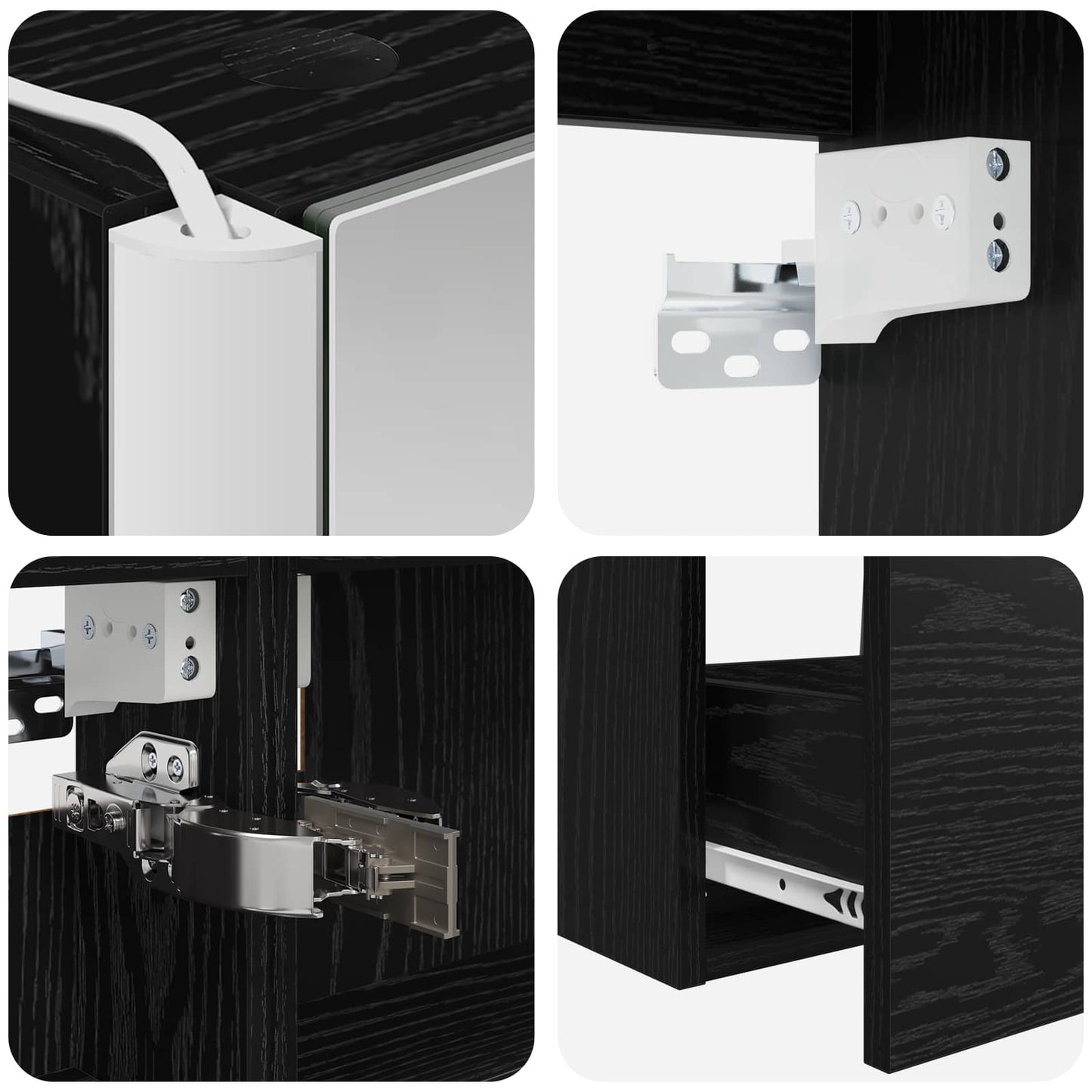 Badezimmermöbel-Set 4 stk. Schwarze Eiche