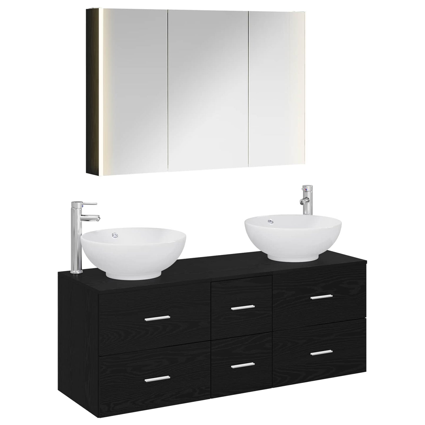 Badezimmermöbel-Set 4 stk. Schwarze Eiche
