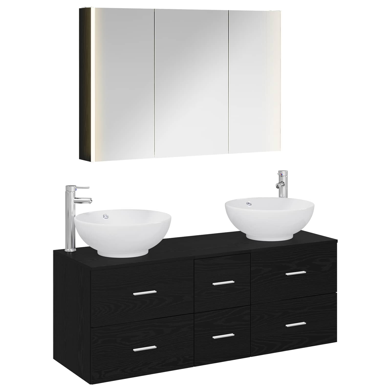 Badezimmermöbel-Set 4 stk. Schwarze Eiche