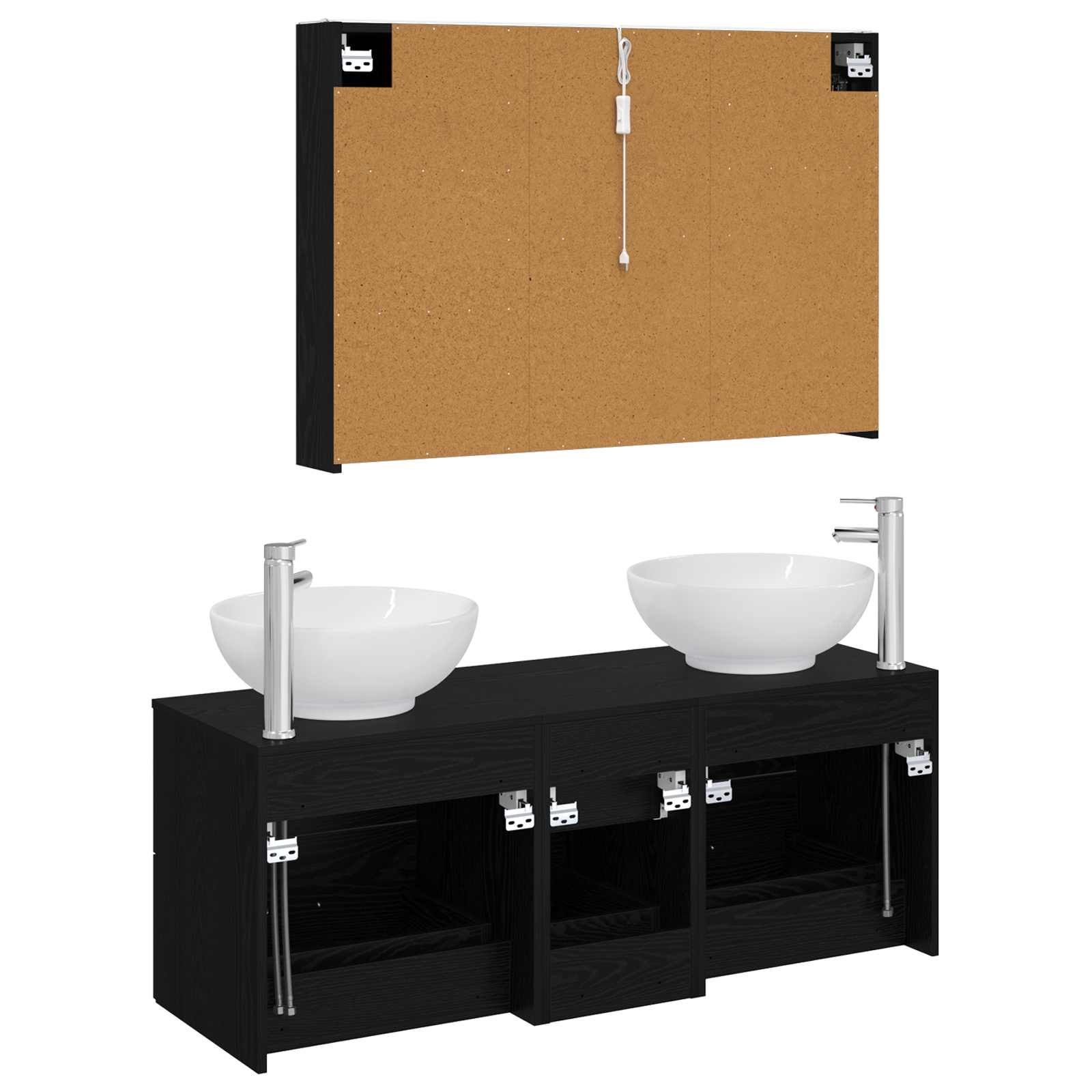 Badezimmermöbel-Set 4 stk. Schwarze Eiche