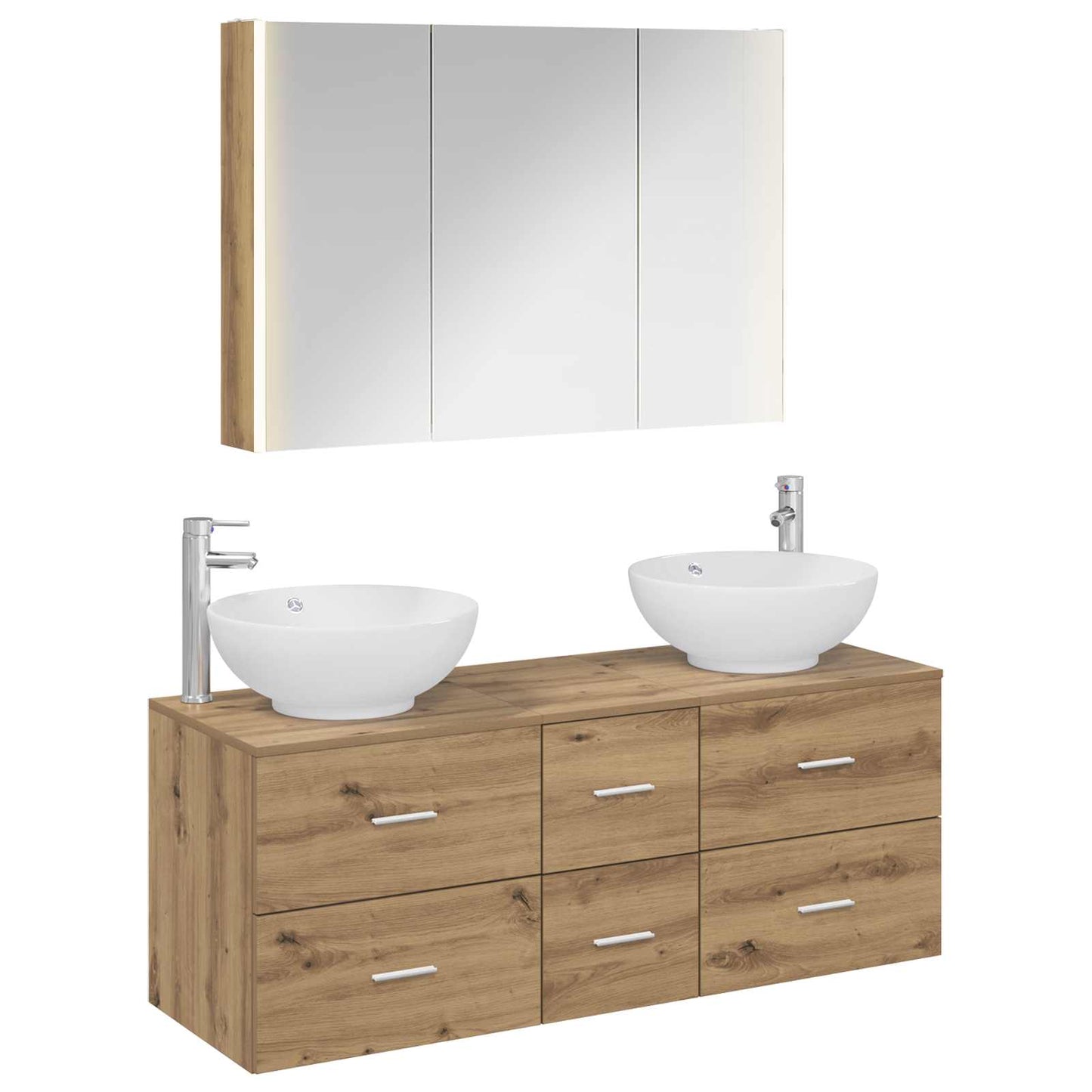 Badezimmermöbel-Set 4 stk. Artisan-Eiche Ingenieurholz und Glas