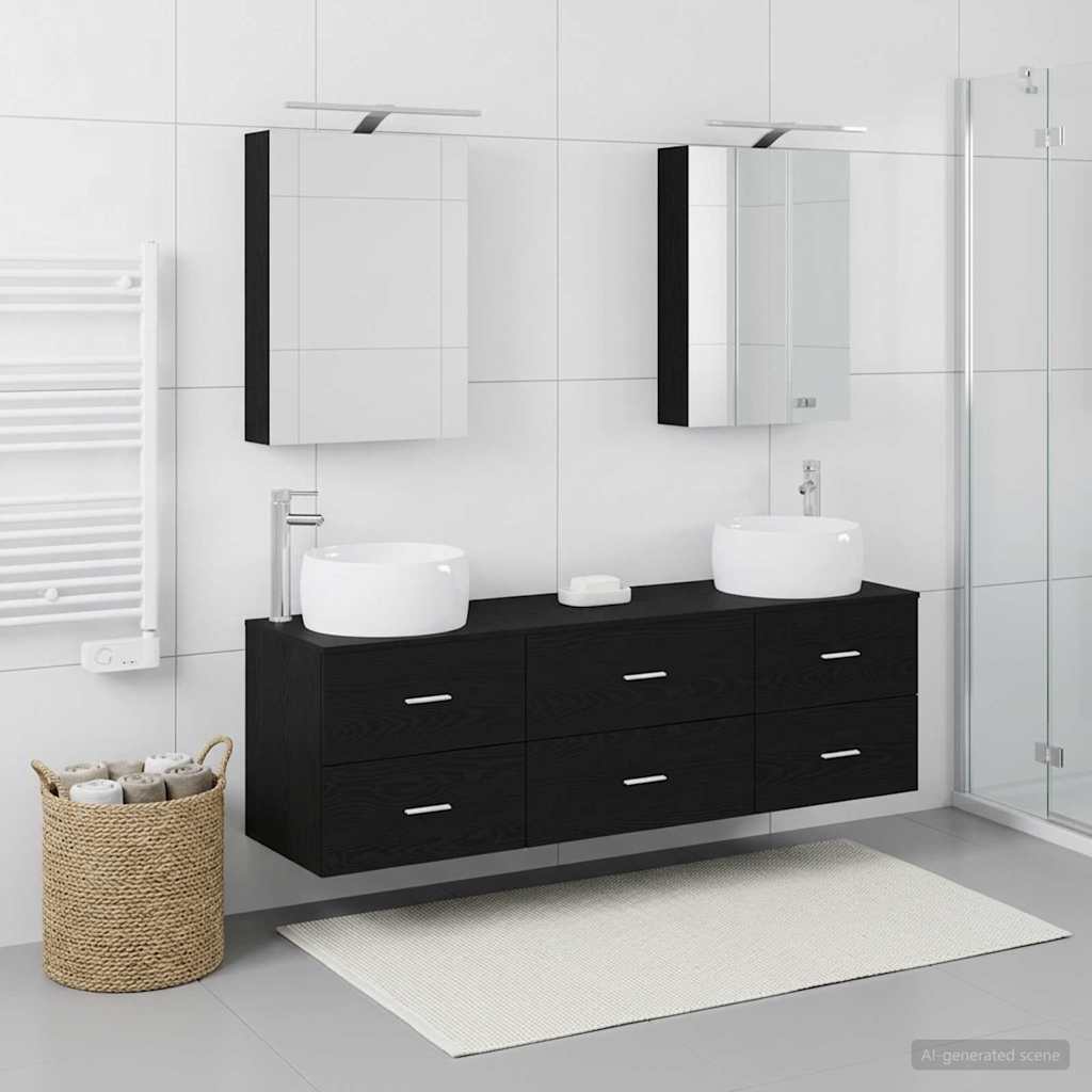 Badezimmermöbel-Set 5 stk. Schwarze Eiche
