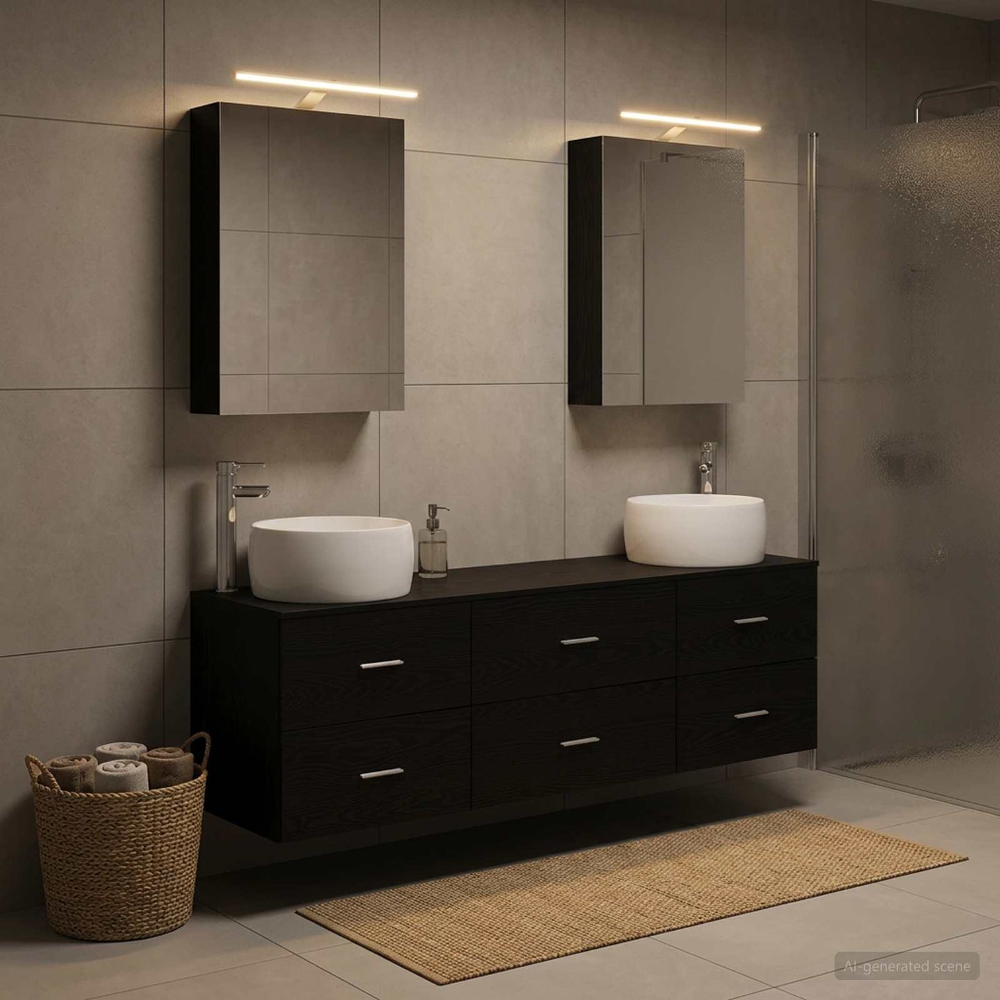 Badezimmermöbel-Set 5 stk. Schwarze Eiche
