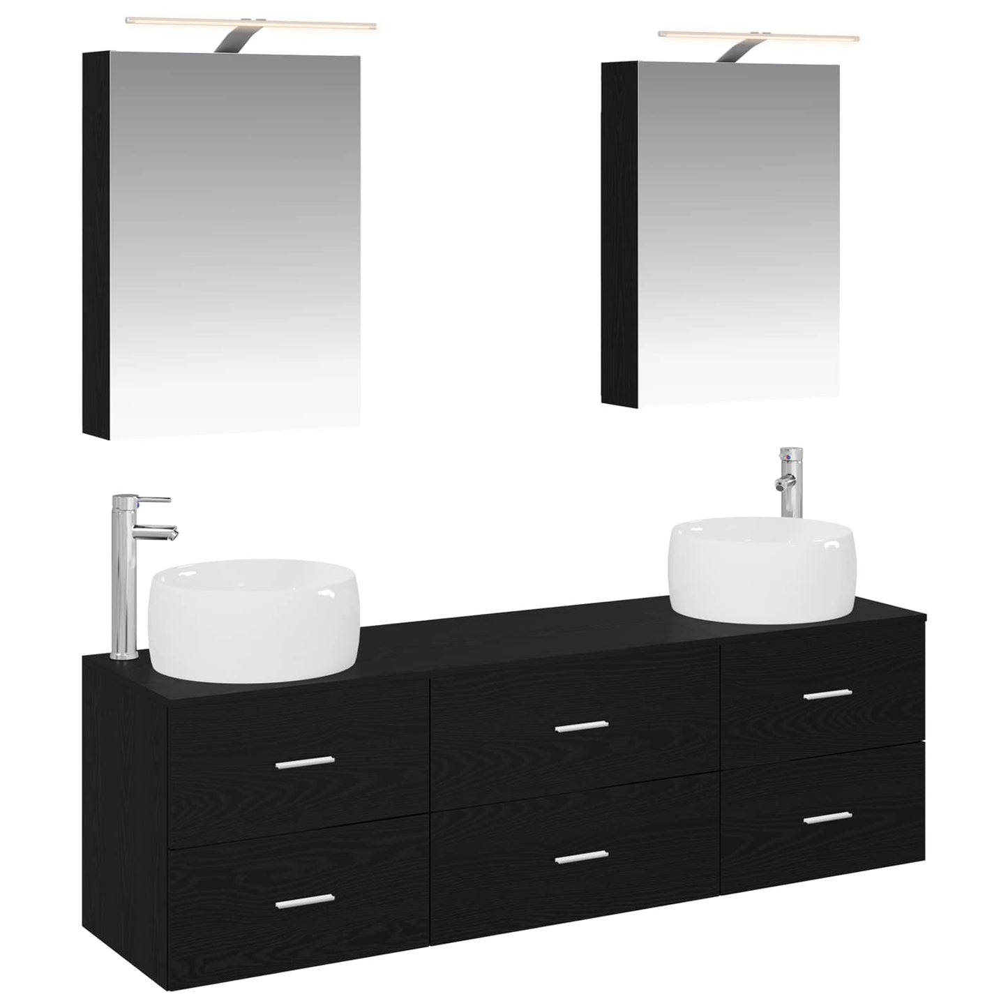 Badezimmermöbel-Set 5 stk. Schwarze Eiche