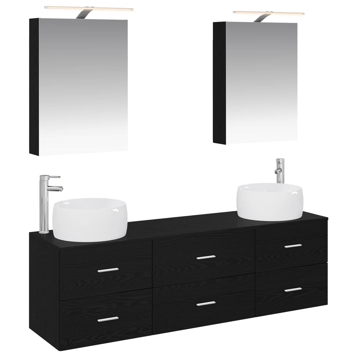 Badezimmermöbel-Set 5 stk. Schwarz Eichen-Optik