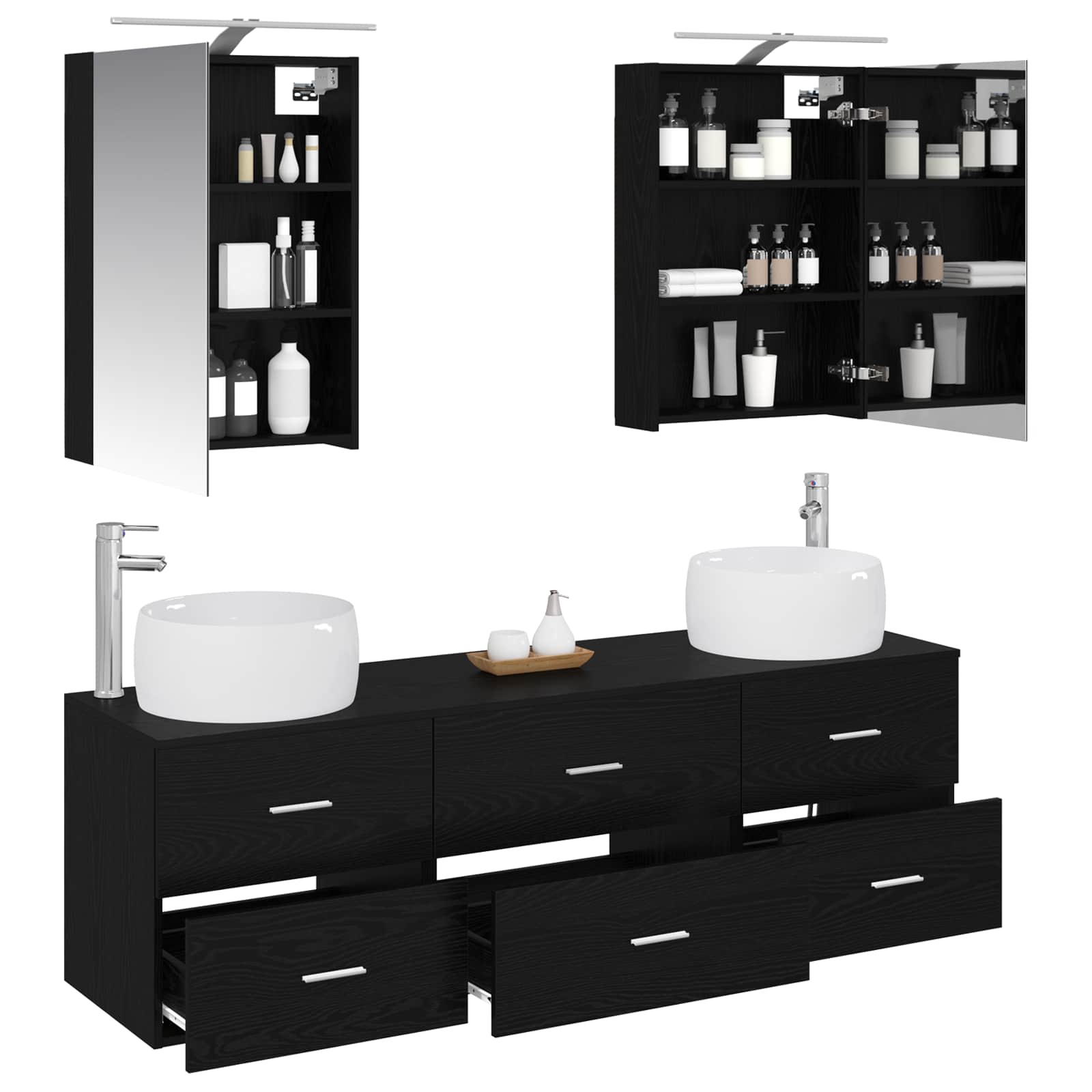 Badezimmermöbel-Set 5 stk. Schwarze Eiche