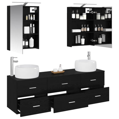 Badezimmermöbel-Set 5 stk. Schwarz Eichen-Optik