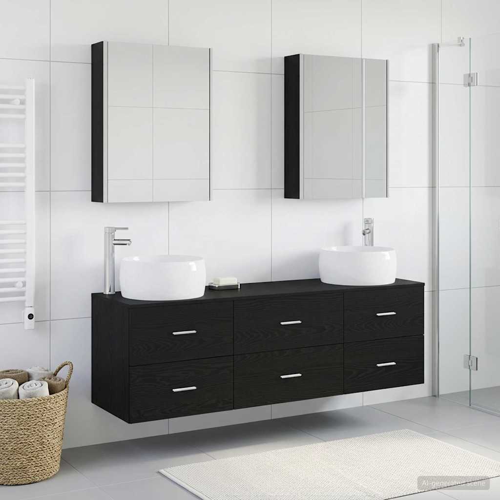 Badezimmermöbel-Set 5 stk. Schwarze Eiche