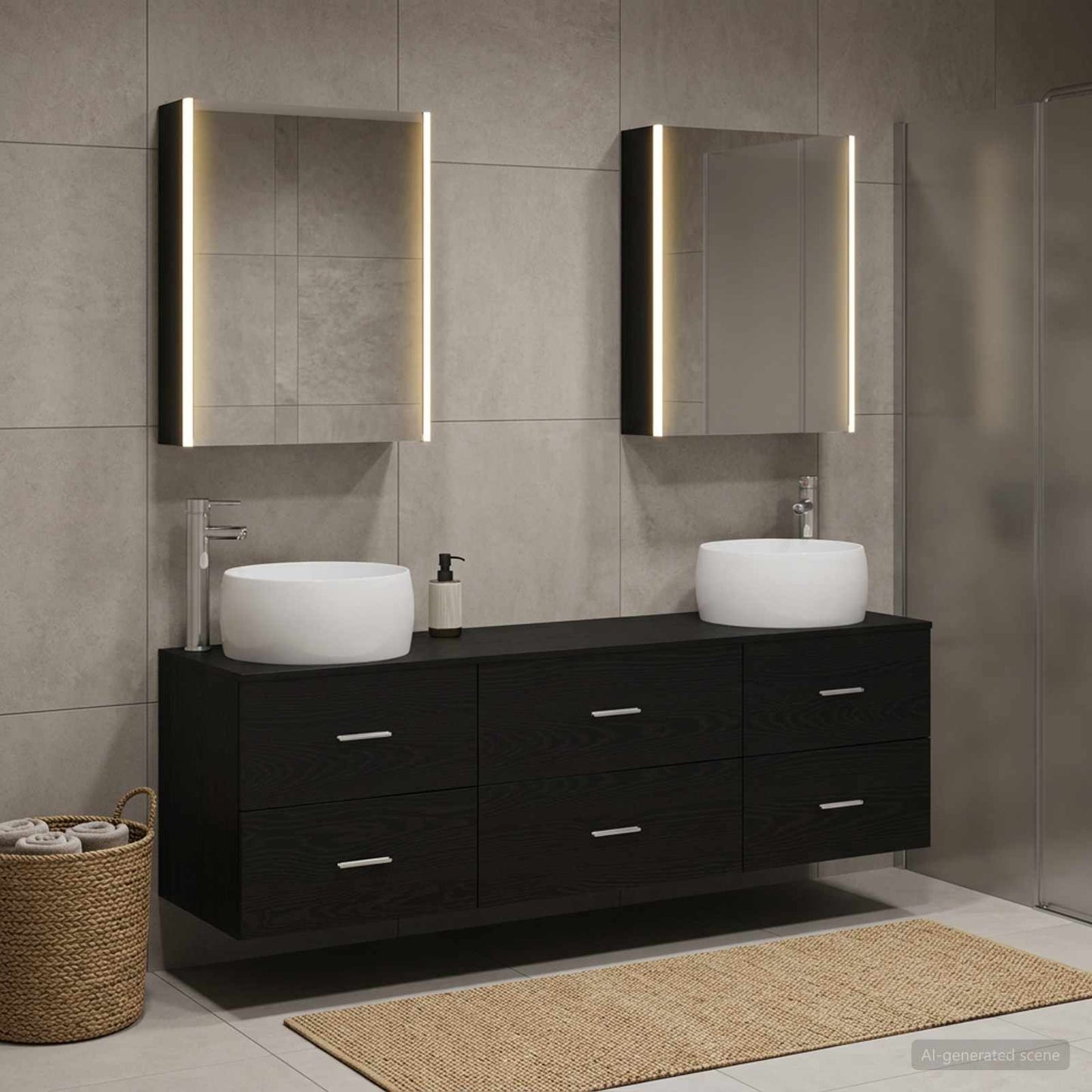 Badezimmermöbel-Set 5 stk. Schwarze Eiche