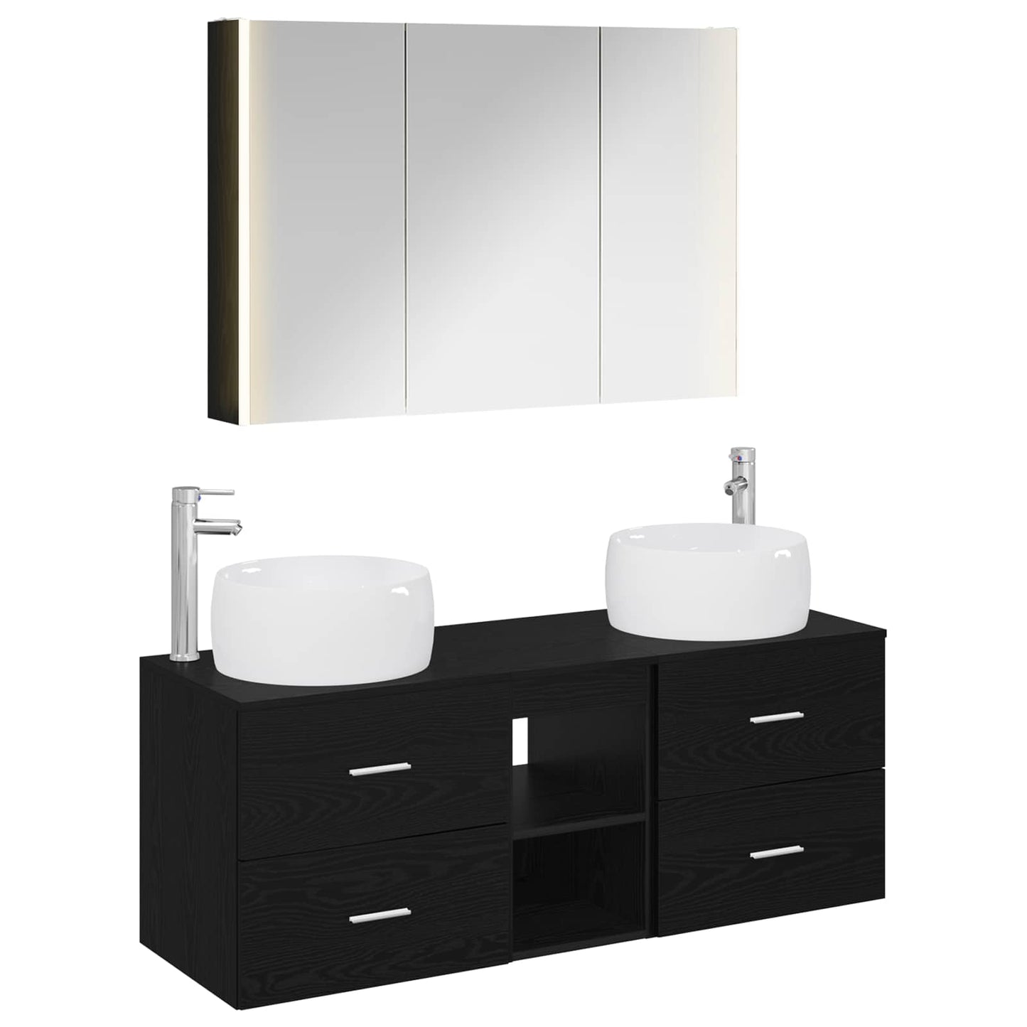 Badezimmermöbel-Set 4 stk. Schwarze Eiche