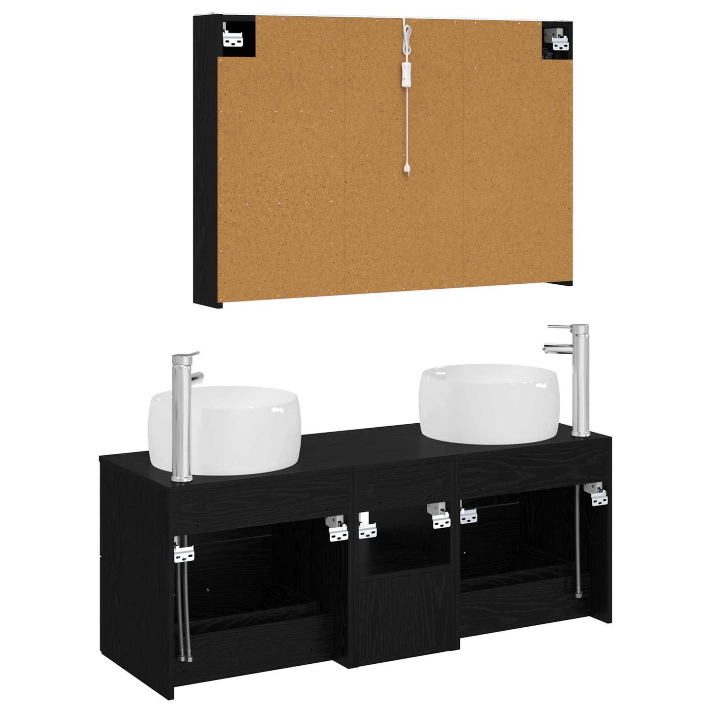 Badezimmermöbel-Set 4 stk. Schwarze Eiche