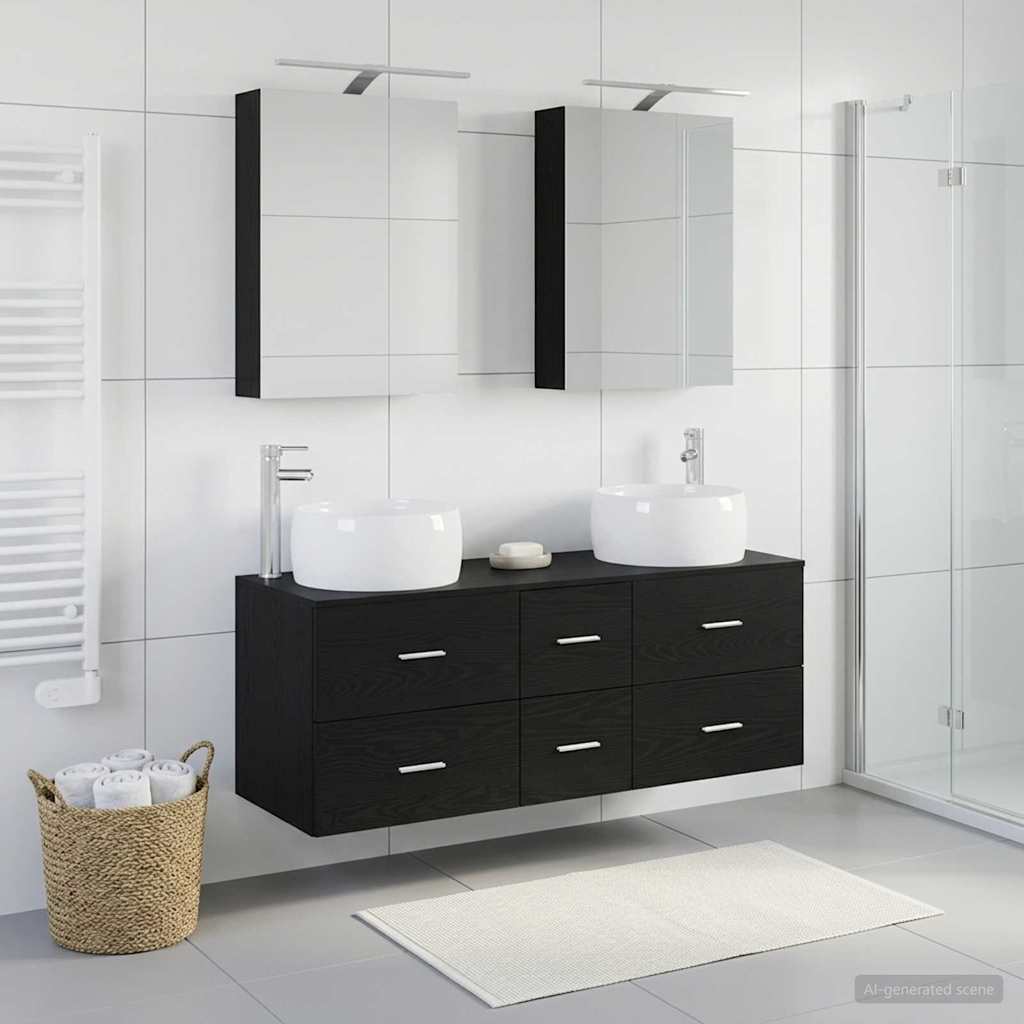 Badezimmermöbel-Set 5 stk. Schwarze Eiche