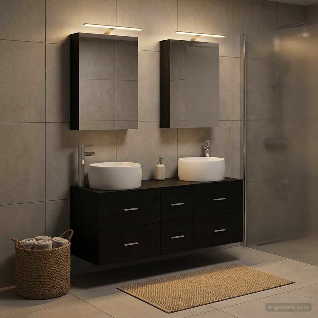 Badezimmermöbel-Set 5 stk. Schwarze Eiche