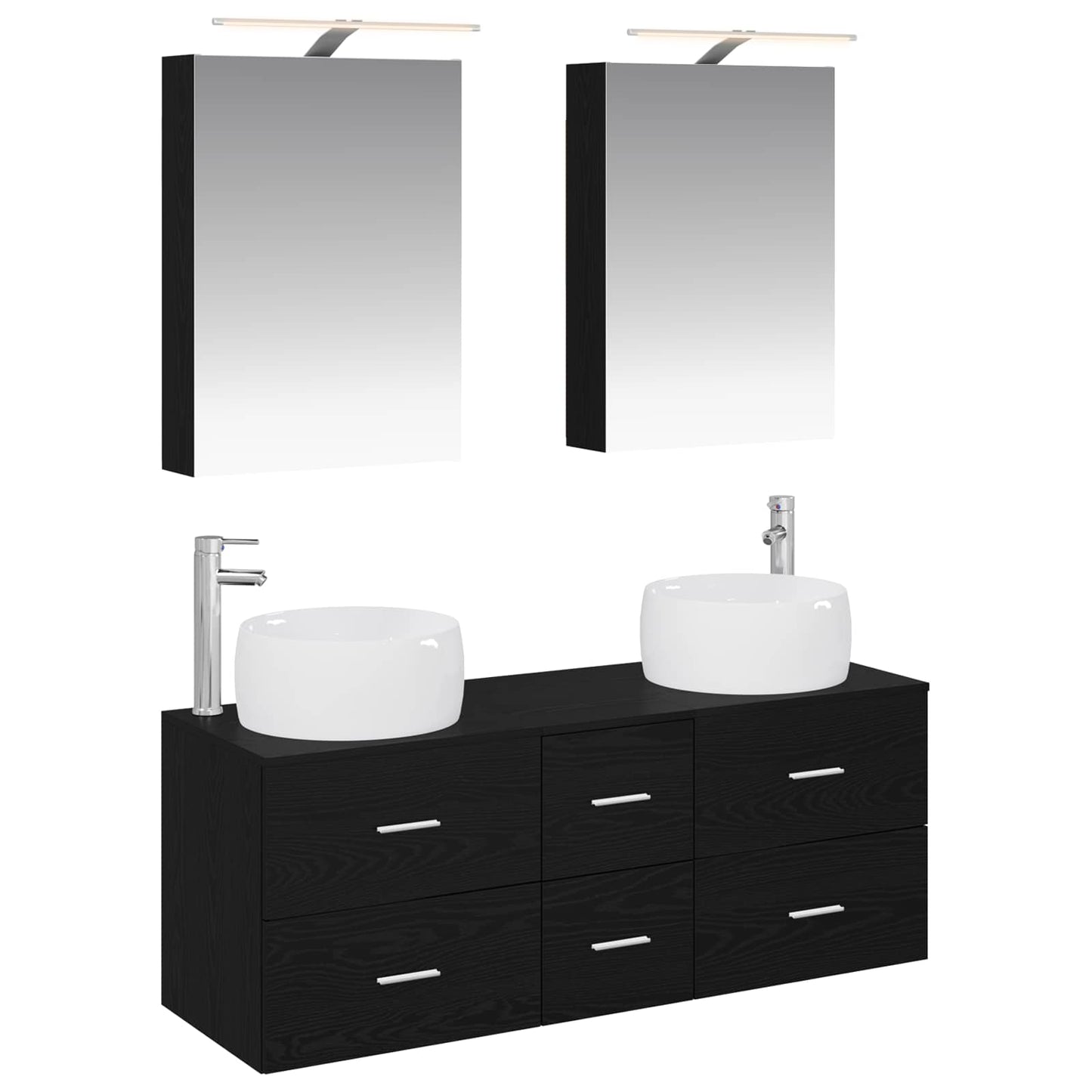 Badezimmermöbel-Set 5 stk. Schwarze Eiche