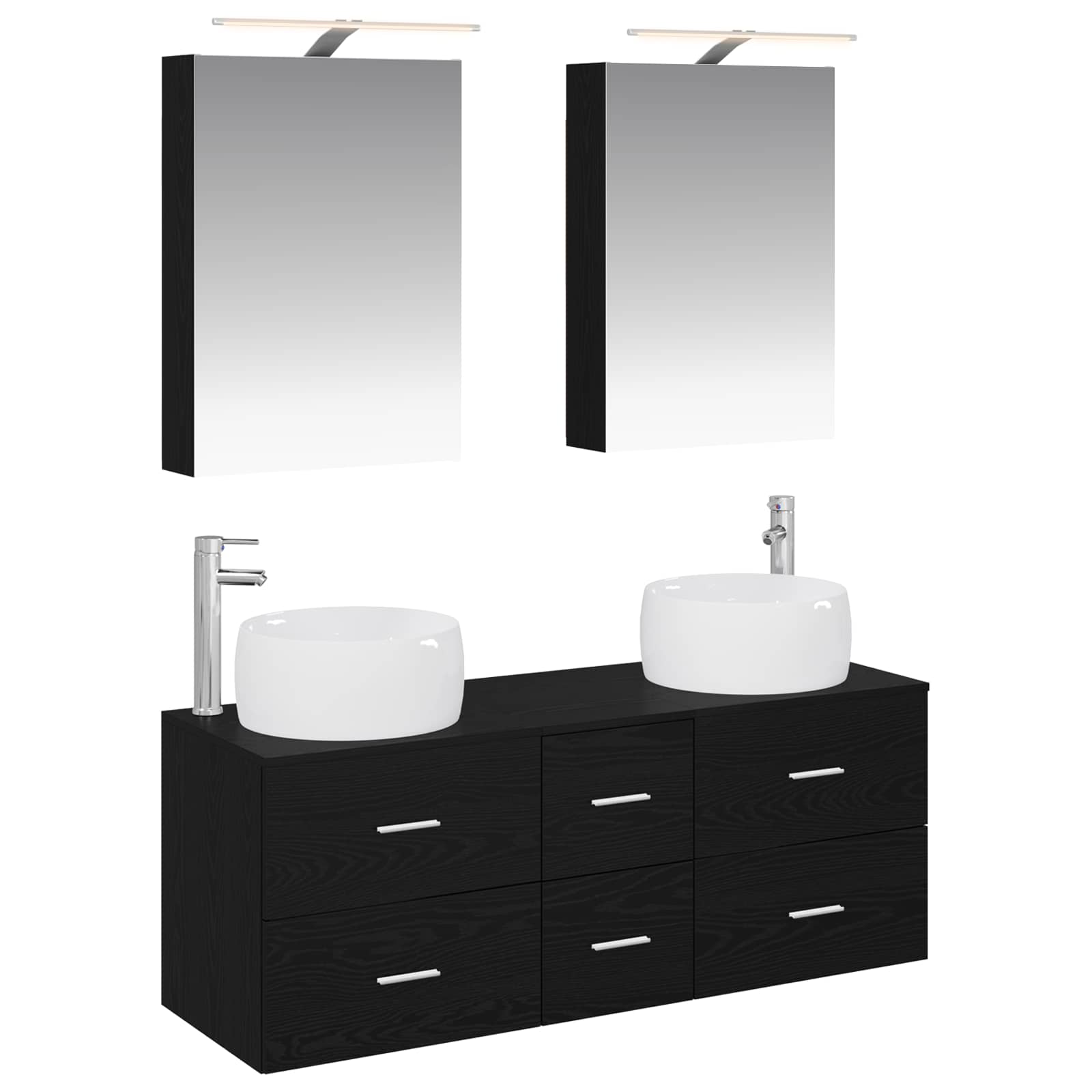 Badezimmermöbel-Set 5 stk. Schwarze Eiche