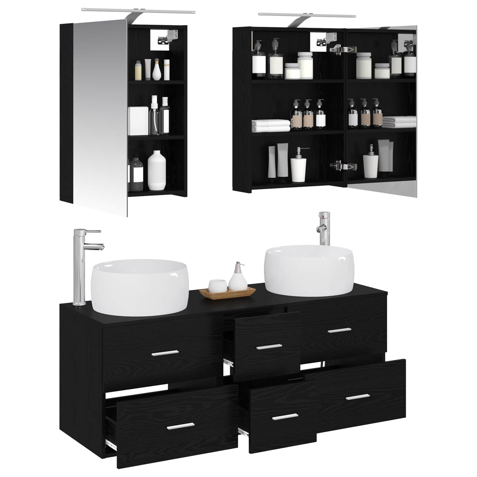 Badezimmermöbel-Set 5 stk. Schwarze Eiche