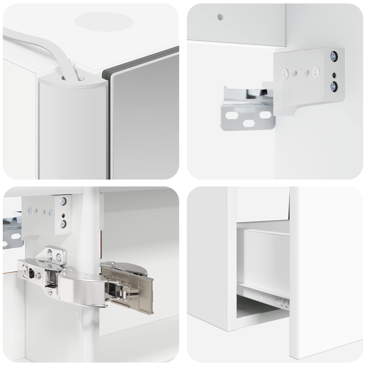 Badezimmermöbel-Set 5 stk. Weiß Ingenieurholz und Glas