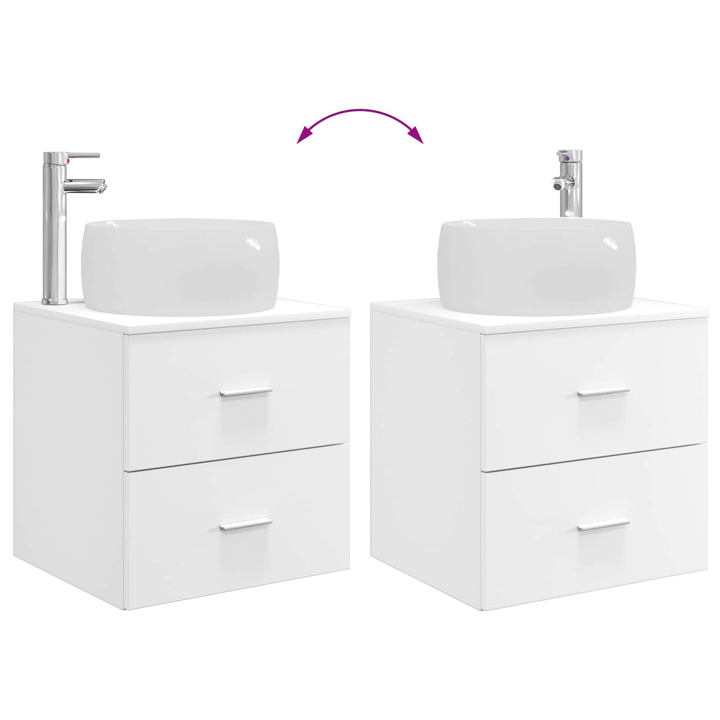 Badezimmermöbel-Set 5 stk. Weiß Ingenieurholz und Glas