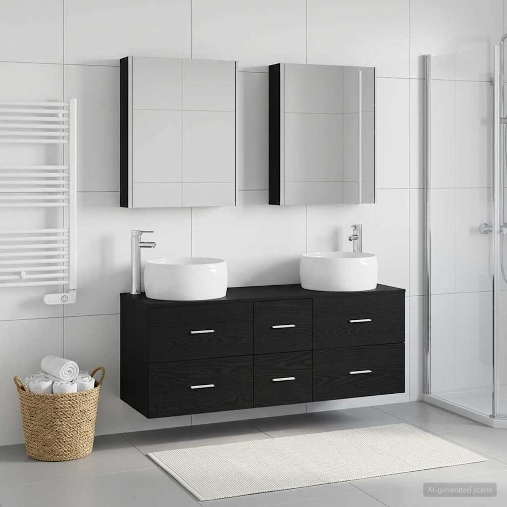 Badezimmermöbel-Set 5 stk. Schwarze Eiche