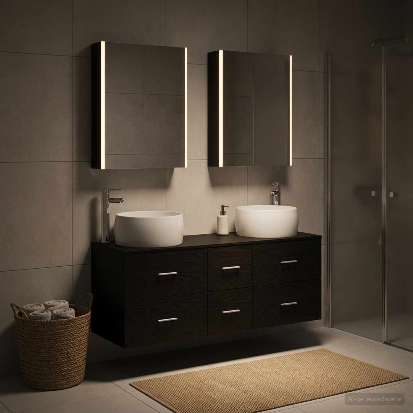 Badezimmermöbel-Set 5 stk. Schwarze Eiche