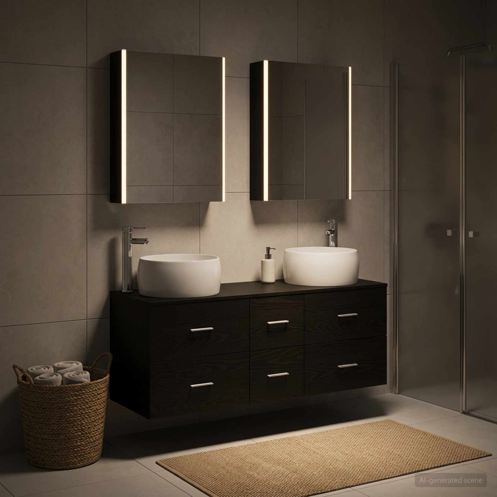 Badezimmermöbel-Set 5 stk. Schwarze Eiche