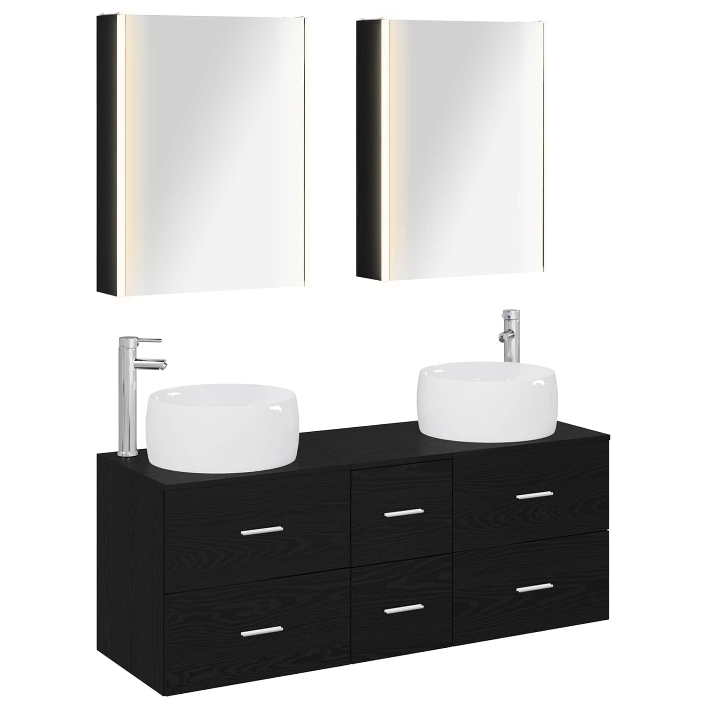 Badezimmermöbel-Set 5 stk. Schwarze Eiche