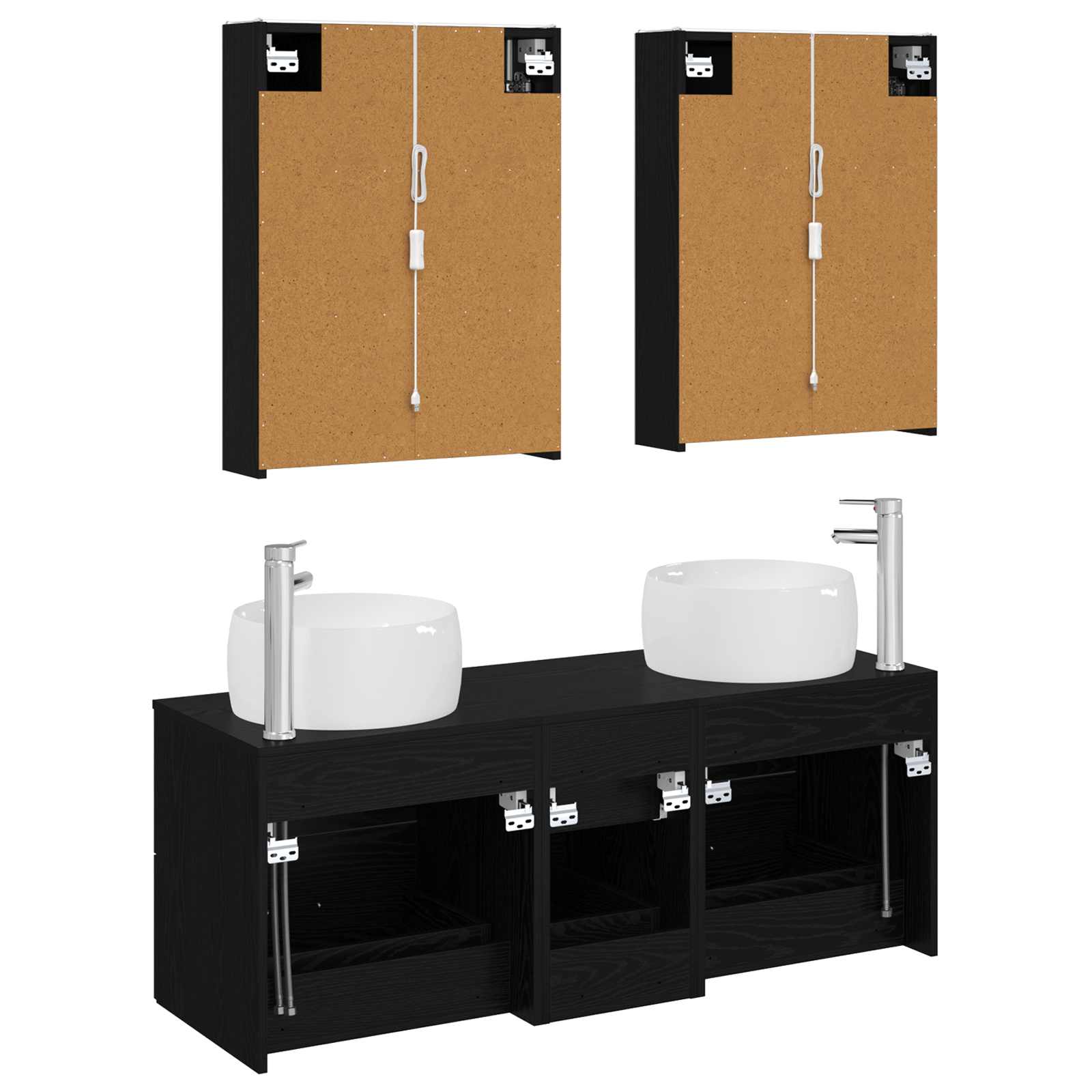 Badezimmermöbel-Set 5 stk. Schwarze Eiche