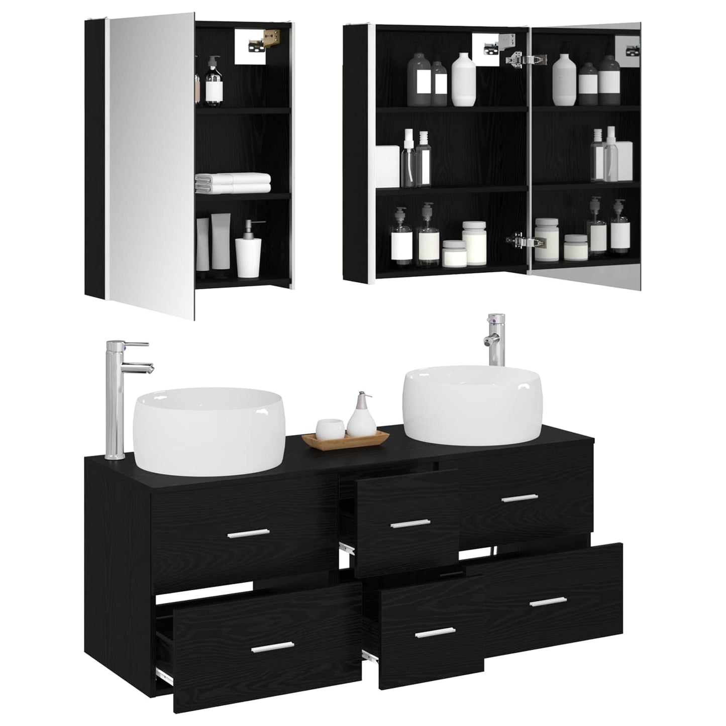Badezimmermöbel-Set 5 stk. Schwarze Eiche