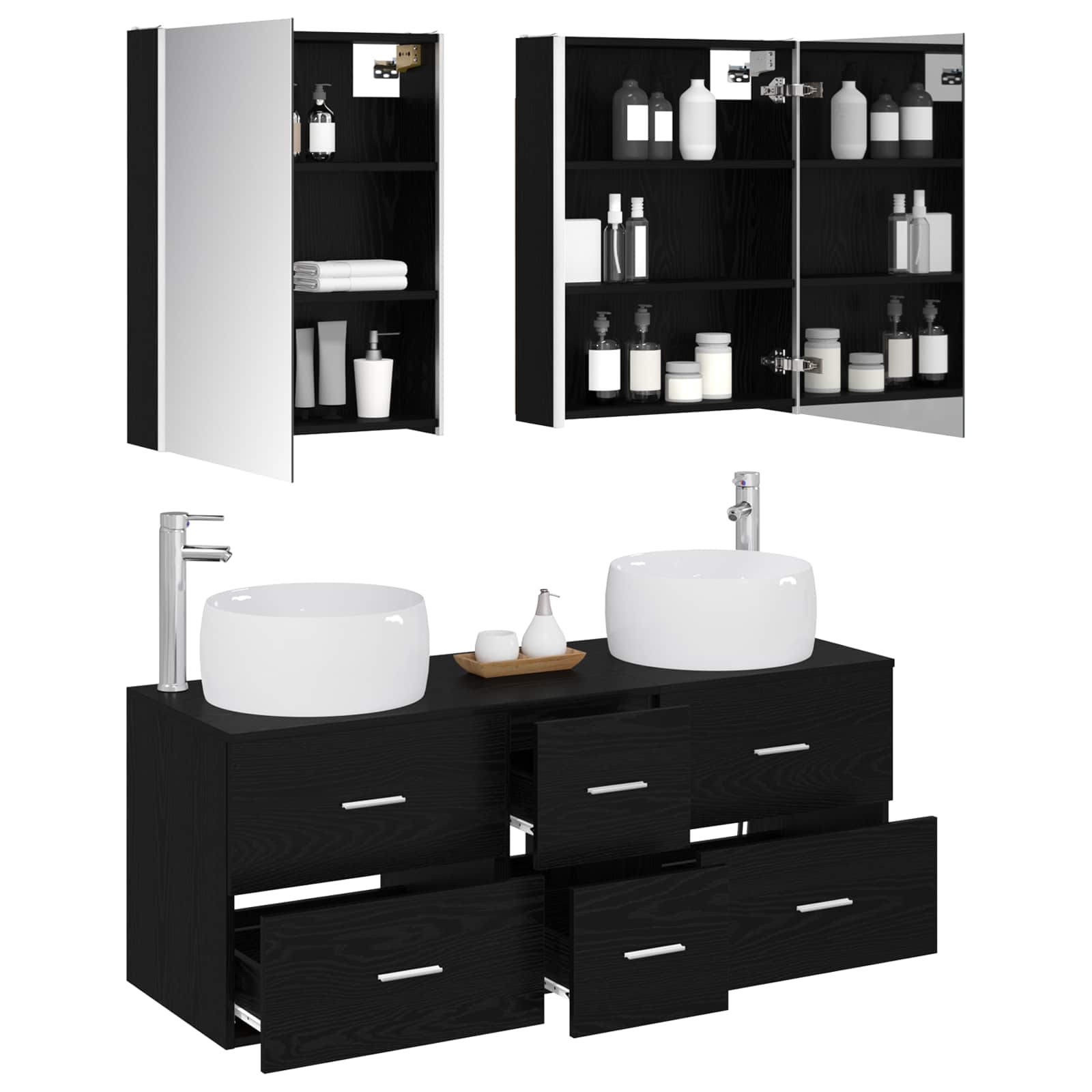 Badezimmermöbel-Set 5 stk. Schwarze Eiche
