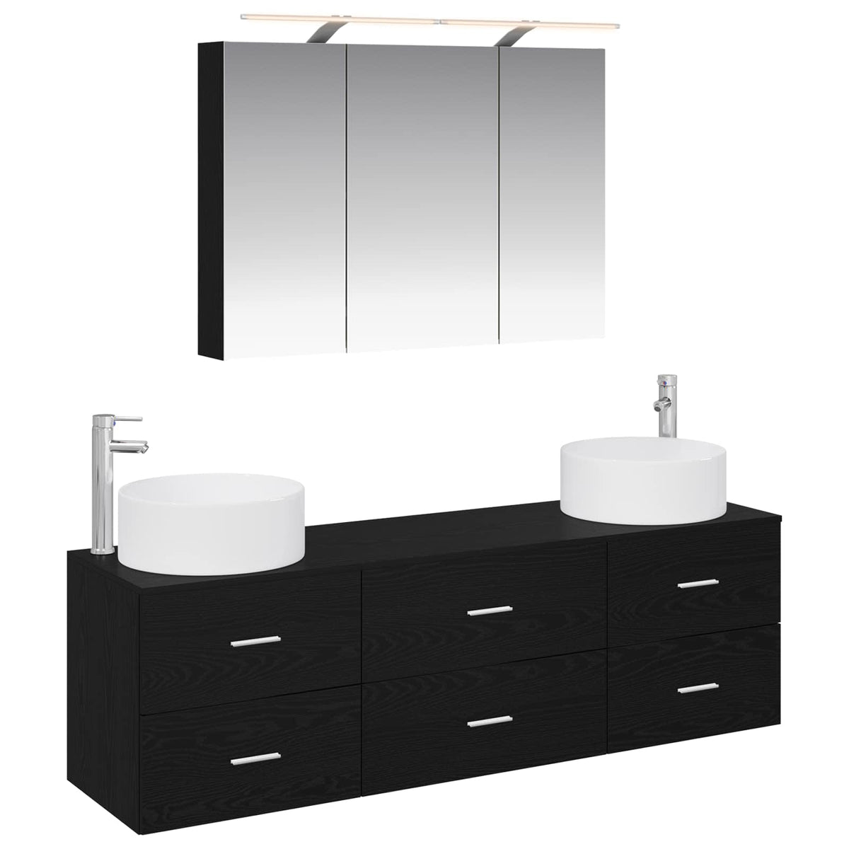 Badezimmermöbel-Set 4 stk. Schwarze Eiche