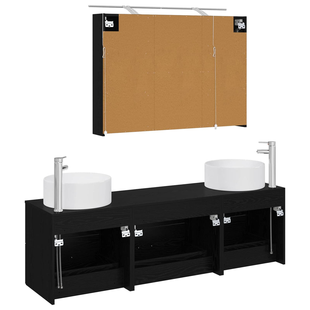 Badezimmermöbel-Set 4 stk. Schwarze Eiche