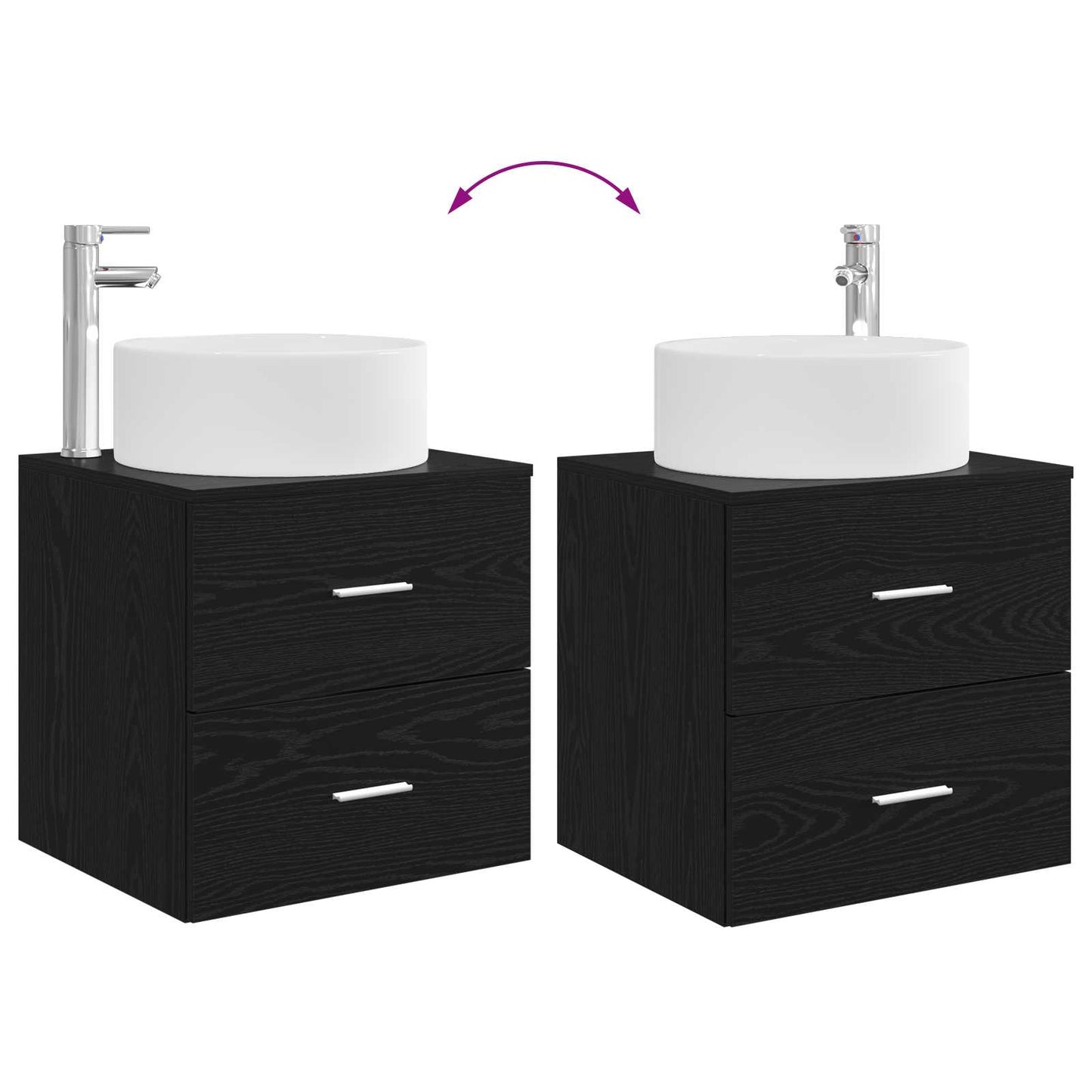 Badezimmermöbel-Set 4 stk. Schwarze Eiche