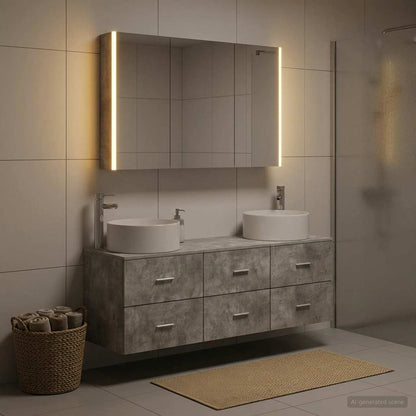 Badezimmermöbel-Set 4 stk. Betongrau 49,5 x 44,5 x 65,5 cm