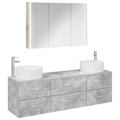 Badezimmermöbel-Set 4 stk. Betongrau 49,5 x 44,5 x 65,5 cm