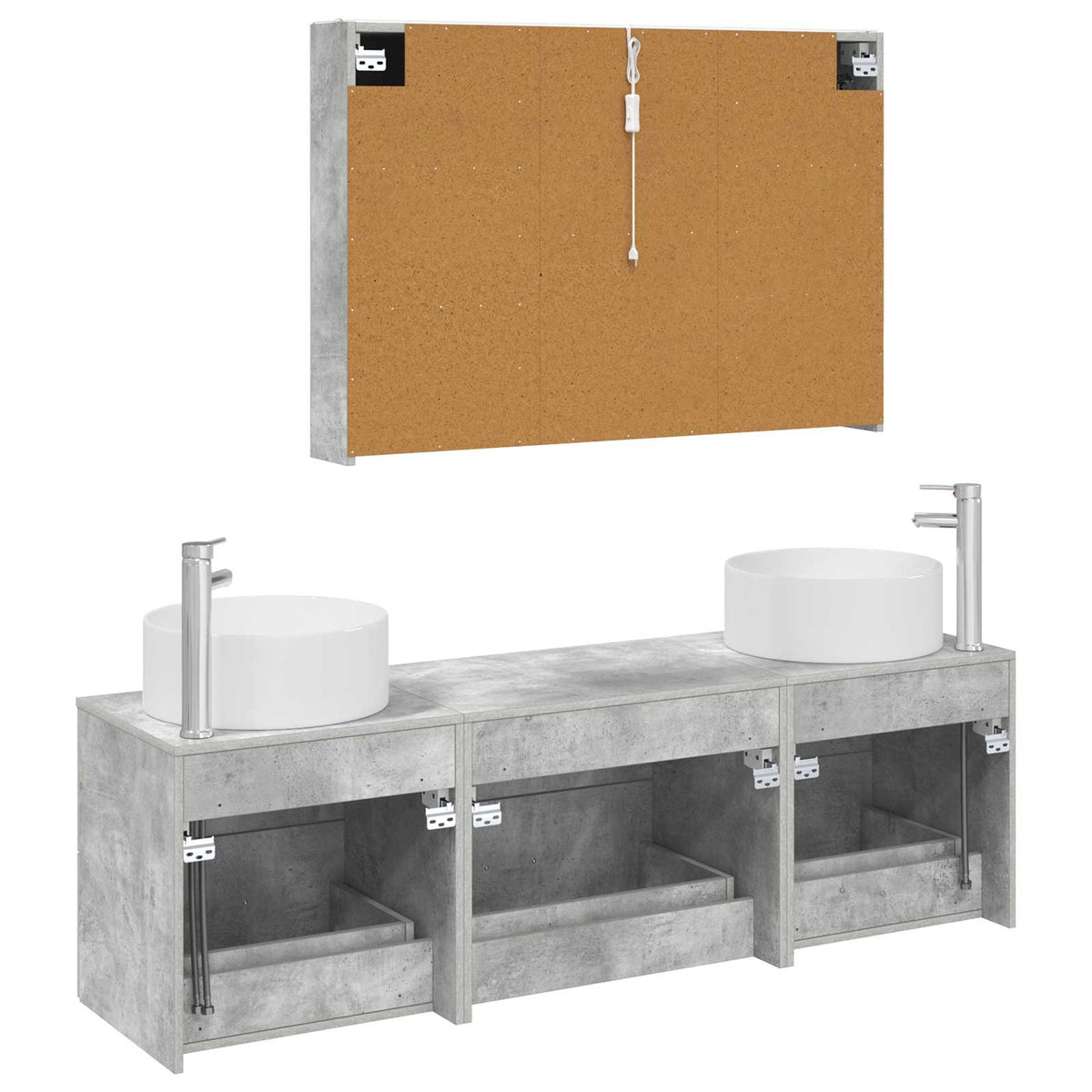 Badezimmermöbel-Set 4 stk. Betongrau 49,5 x 44,5 x 65,5 cm