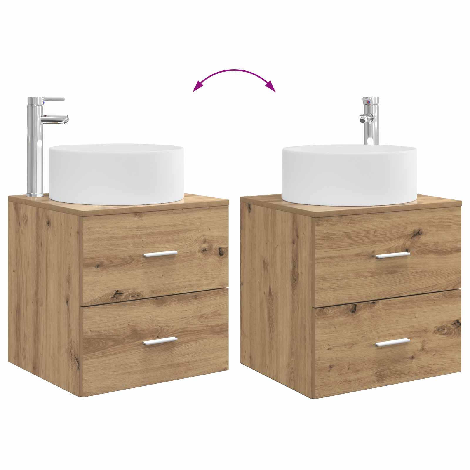 Badezimmermöbel-Set 4 stk. Artisan-Eiche Ingenieurholz und Glas
