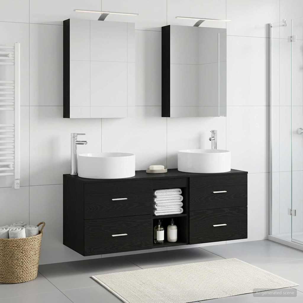 Badezimmermöbel-Set 5 stk. Schwarze Eiche