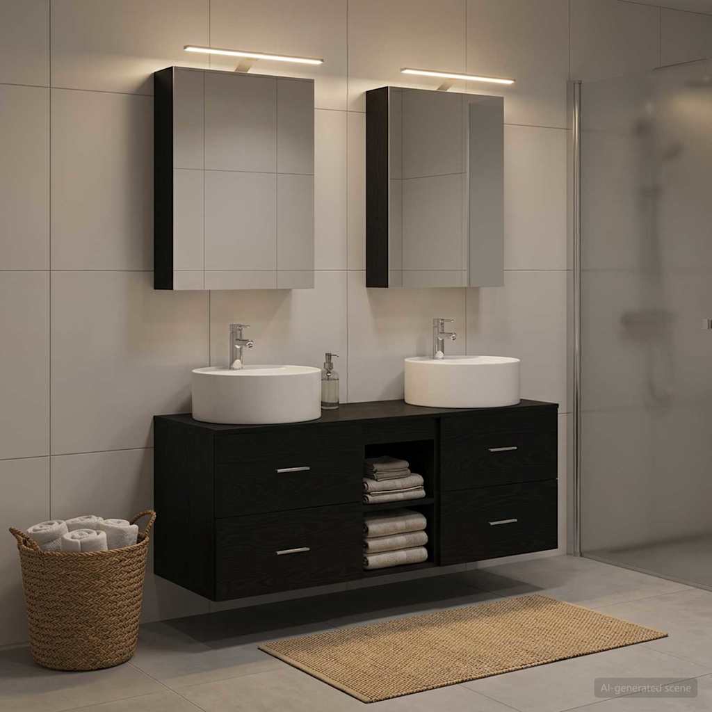 Badezimmermöbel-Set 5 stk. Schwarze Eiche