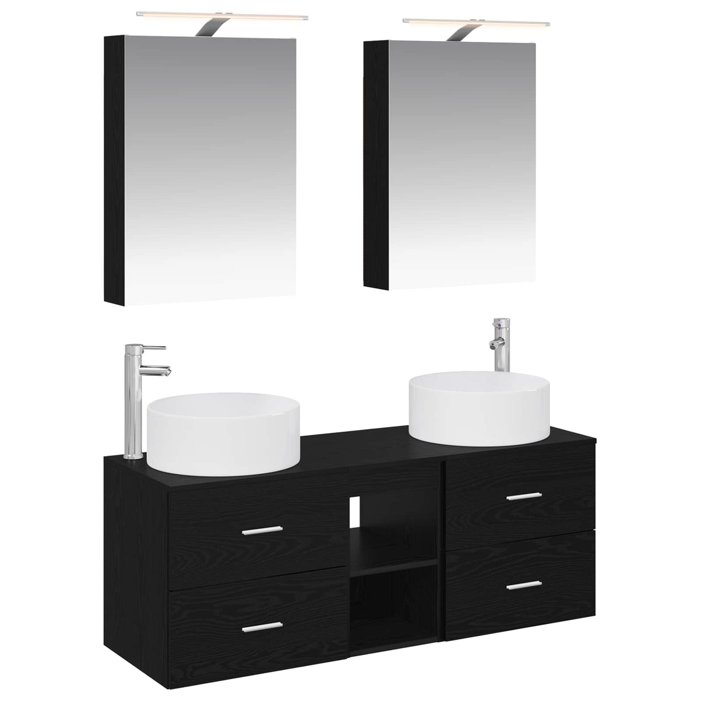 Badezimmermöbel-Set 5 stk. Schwarze Eiche