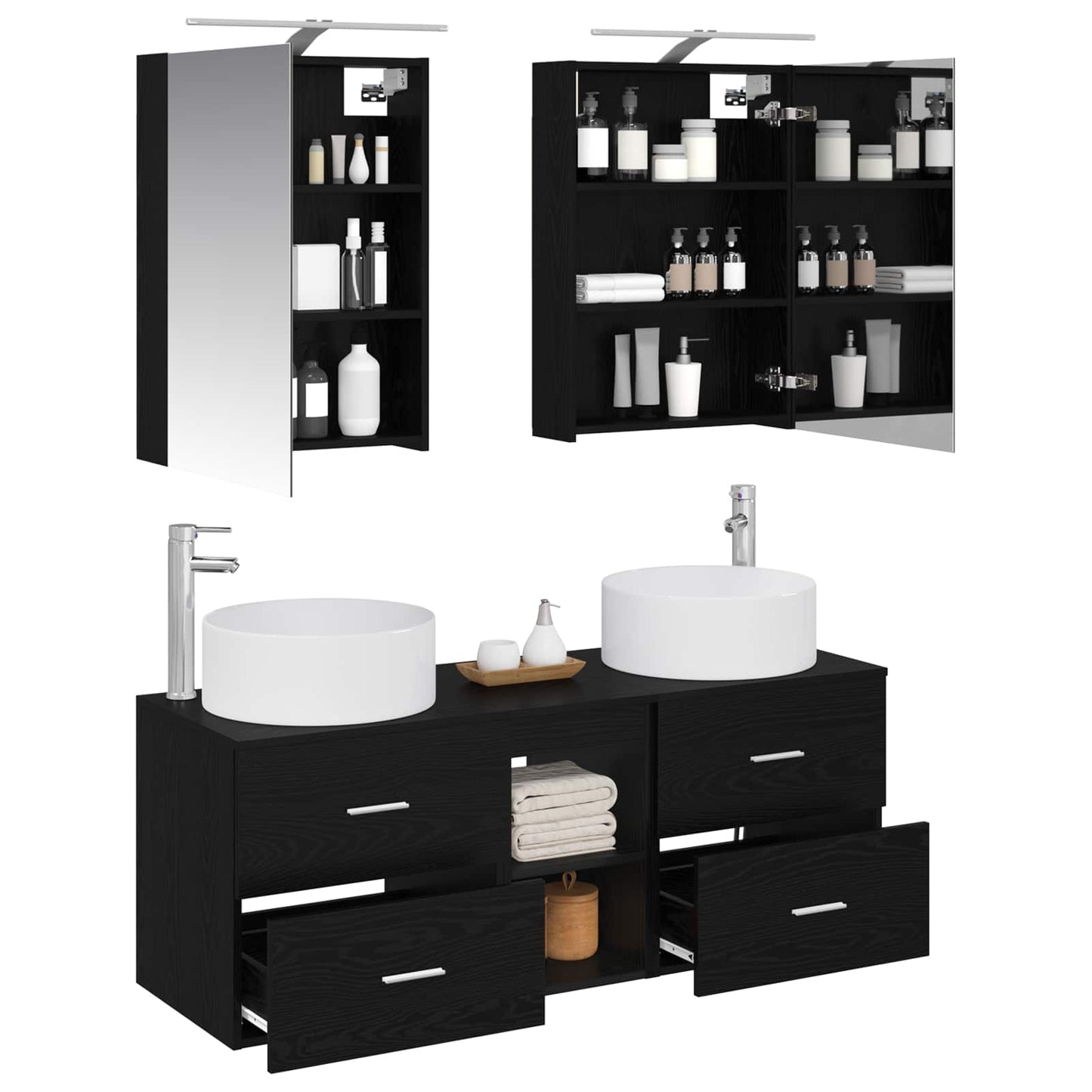 Badezimmermöbel-Set 5 stk. Schwarze Eiche