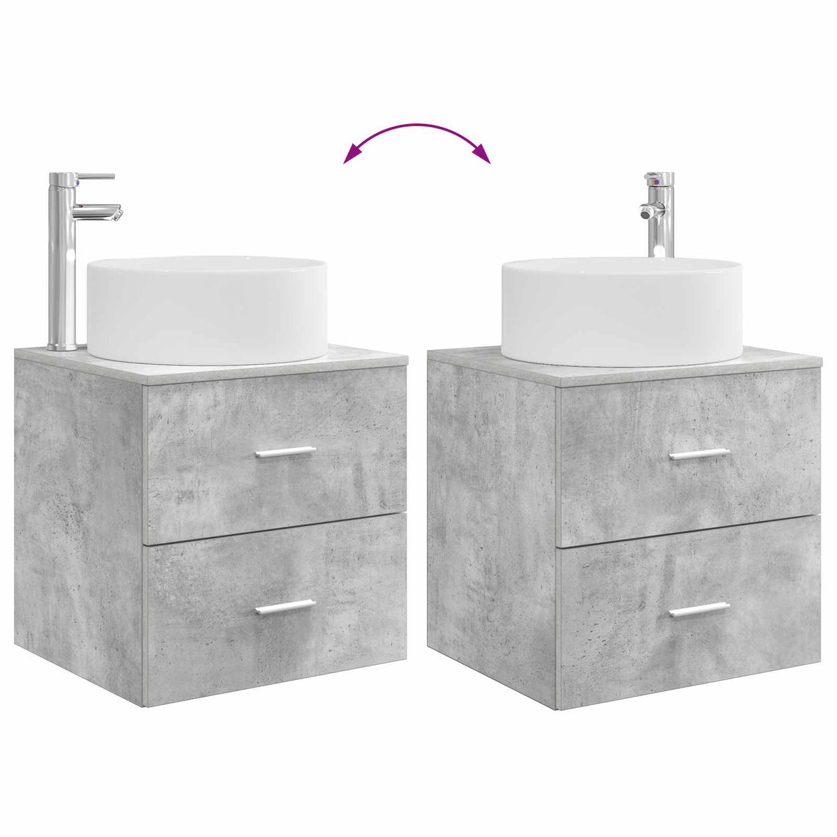 Badezimmermöbel-Set 5 stk. Betongrau Ingenieurholz und Glas