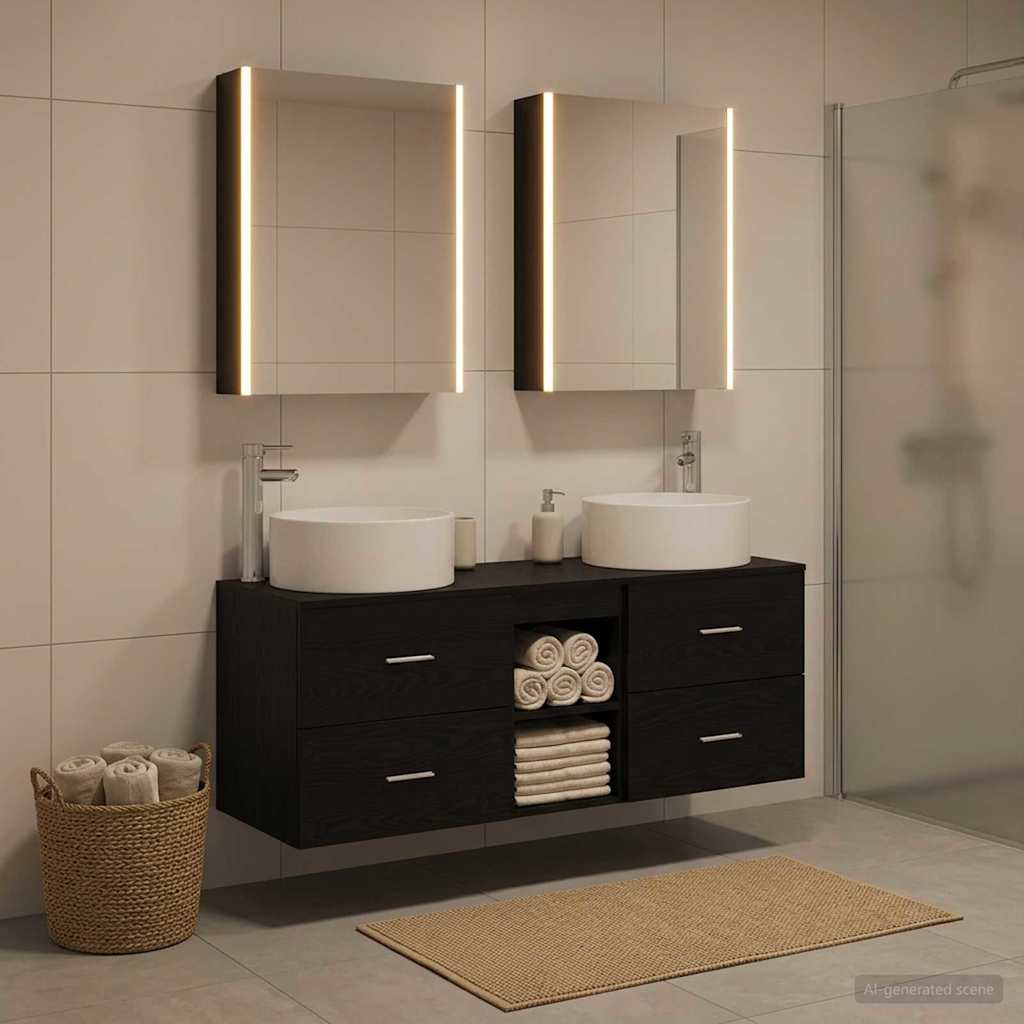 Badezimmermöbel-Set 5 stk. Schwarze Eiche