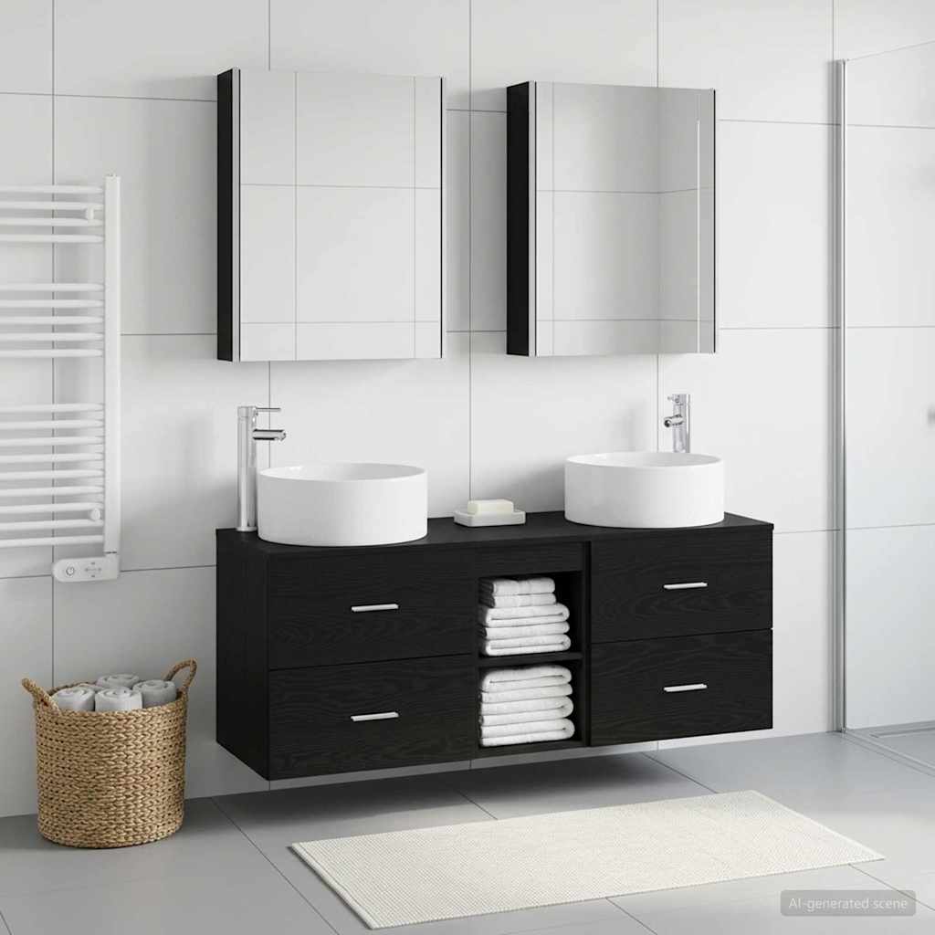 Badezimmermöbel-Set 5 stk. Schwarze Eiche