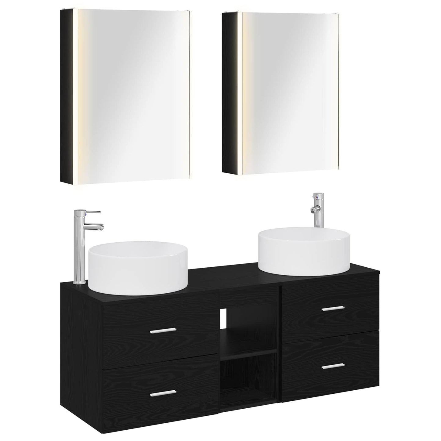 Badezimmermöbel-Set 5 stk. Schwarze Eiche