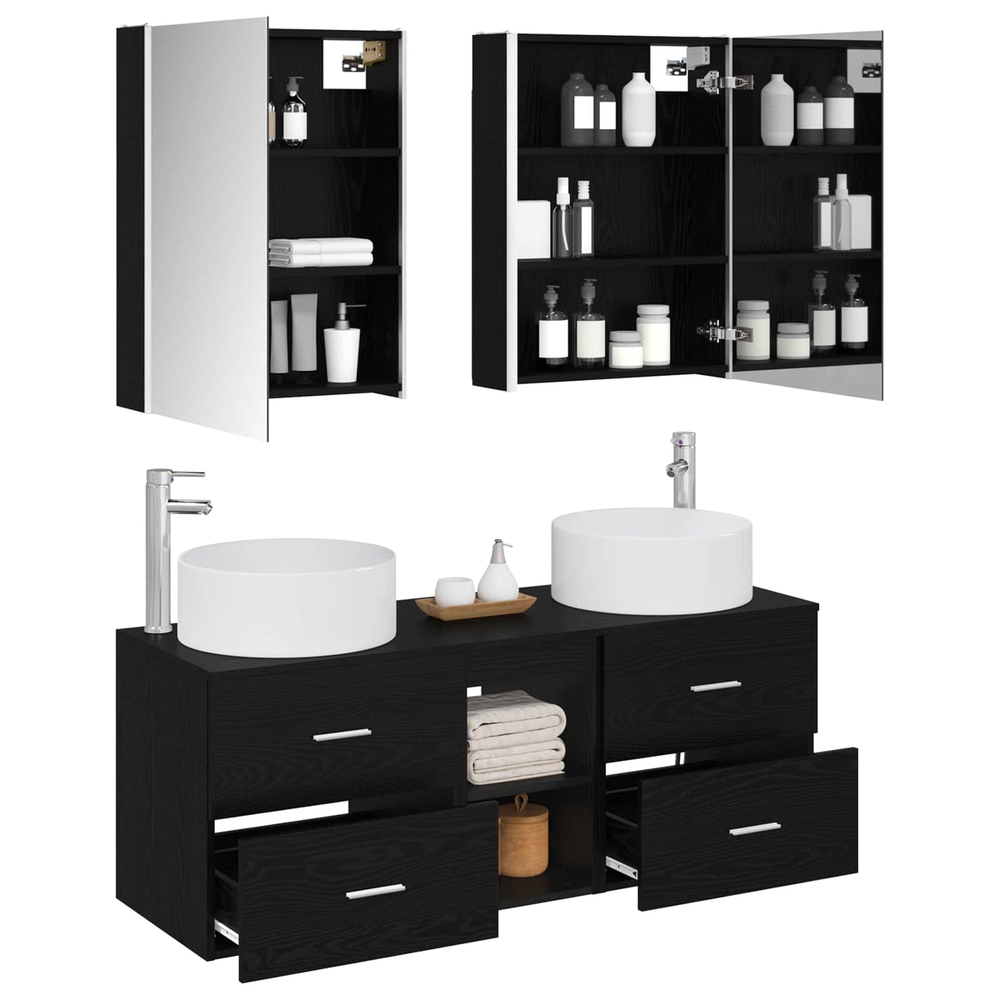 Badezimmermöbel-Set 5 stk. Schwarze Eiche